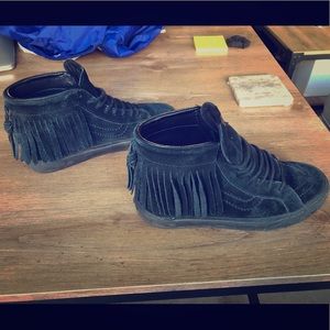 Vans high-top with fringe - black
